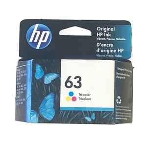 HP 63 (F6U61AN140)Tri-Color Ink Cartridge New In Box Exp 09/2021 - Picture 1 of 8