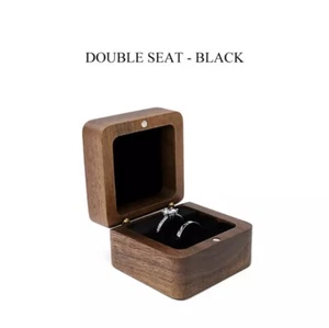 Engraved American Walnut Wood Jewellery Box Earrings Necklace Engagement Ring - Picture 1 of 18