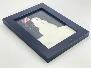 Vintage Signed Print Diana Card Patriotic Snowman Christmas Holidays Decor - Picture 1 of 5