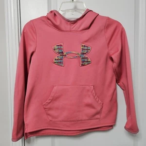 Under Armour Coldgear Hoodie Girls Med Barbie Pink Loose Logo Embroidered VGUC - Picture 1 of 9
