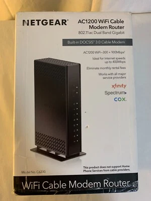 NETGEAR Cable Modem w/ Built-in WiFi Router C6230 AC1200 Compatibility Universal - Image 1 of 4