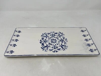 Papart Ceramics Serving Tray Platter Blue White Ceramic - Made in Turkey - Image 1 of 4