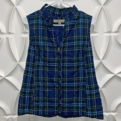 Croft and Barrow Azul Cuadros Rayas Sin Mangas Chaleco Chaqueta M. 3 Foto 1 de 4