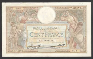 1933 France 100 Francs Note. - Picture 1 of 2