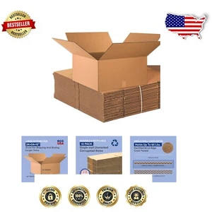 Durable Corrugated Shipping Boxes - 24Lx24Wx12H Bulk Pack of 10 for Easy Moving - Picture 1 of 8