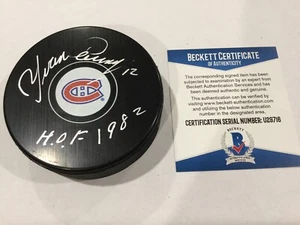 Yvon Cournoyer signed handsigniert Montreal Canadiens Puck Beckett BAS COA a - Bild 1 von 4