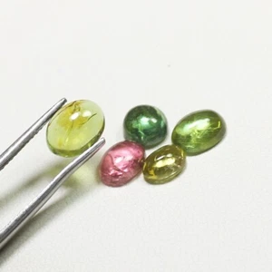 Natural Multi Tourmaline Cabochon Lot In Oval Shape 5.00 Ct 6mm TO 8mm Size - Picture 1 of 6