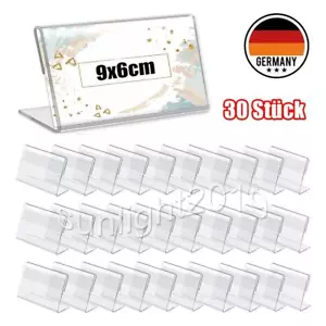 30tlg Tischaufsteller Aufsteller Acryl Preisschild Halter Preisaufsteller 9x6cm - Bild 1 von 10