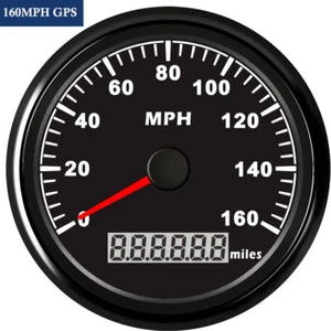 85mm 160MPH GPS Speedometer Odometer Black for Auto Boat Marine Red LED US STOCK - Picture 1 of 7