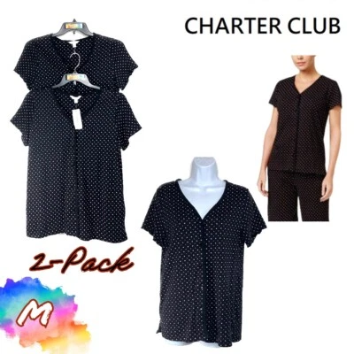 Nuevo con etiquetas Paquete de 2 pijamas Charter Club M lunares negros 161232G716 $35 Foto 1 de 4