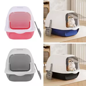 More details for large hooded cat litter box cat pan litter trays self cleaning cat potty tray