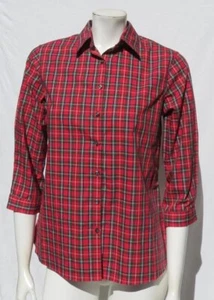 LANDS’ END US Damen S 6 Tartan bügelfrei Supima Baumwolle Shirt Bluse Top Urlaub - Bild 1 von 6