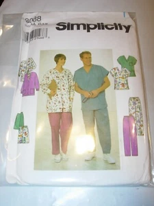 UNISEX ADULT UNCUT SIMPLICITY 8088 Sewing Pattern SCRUBS TOP PANTS SIZE XS-M - Picture 1 of 3