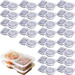 Double Compartment Condiment Container with Lids for Sauce Sampling Travel Snack - Picture 1 of 12