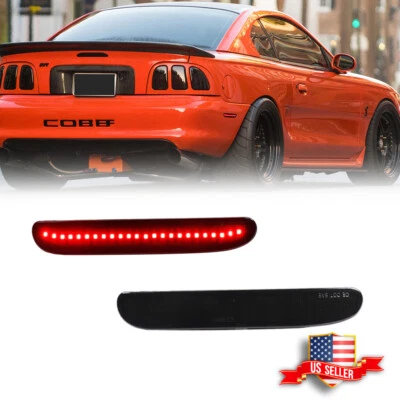 Smoke Rear LED Red Side Marker Lights Reflectors For 94 95 96 97 98 Ford Mustang - Image 1 of 4