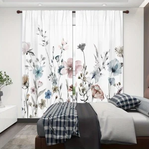 2pcs Stunning Watercolor Flower Curtains for Young People Bedroom Living Room - Picture 1 of 11