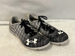 Under Armour Kick Sprint Spike Black & White Racing Track Shoe Cleats Size 6.5 - Picture 1 of 7