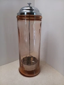 Pink Depression Glass Straw Dispenser Straw Holder 11" Vintage - Picture 1 of 8