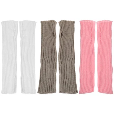  3 Pairs Guanti Lunghi Senza Dita Copertura Del Braccio Inverno Sleeve Carine - Immagine 1 di 4