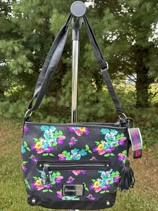 Betsey Johnson Umhängetasche Handtasche Betseyville schwarz geblümt mit Etikett & Zubehör - Bild 1 von 12