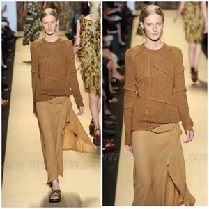 Mit Etikett! Michael Kors Kollektion $ 1295 Runway Safari HANDGEFÄRBTER Leinenrock 6-10 - Bild 1 von 13
