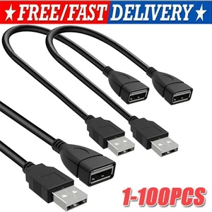 High-Speed USB-USB Extension Cable USB 2.0 Adapter Extender Cord Male/Female LOT - Picture 1 of 7