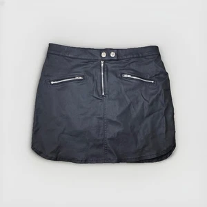 Primark Denim Co - Ladies Black Faux Leather Short Mini Zipped Skirt Size M - Picture 1 of 4