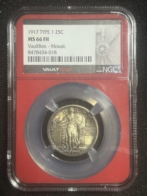 1917 TYPE 1 25C STANDING LIBERTY MS66-FH  VAULTBOX-MOSIAC RED CORE GRAIL COIN 🔥 - Image 1 of 2