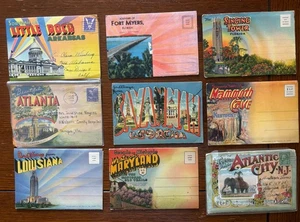 1  Lot (18) assorted US SOUVENIR POSTCARD FOLDERS FL GA MD Atlantic City VA etc - Picture 1 of 2