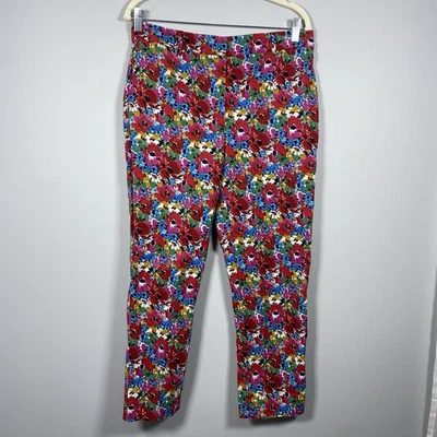 Boden Wild Poppy Highgate Sateen Straight Leg Cropped Ankle Pants Red Floral 10P - Image 1 of 4