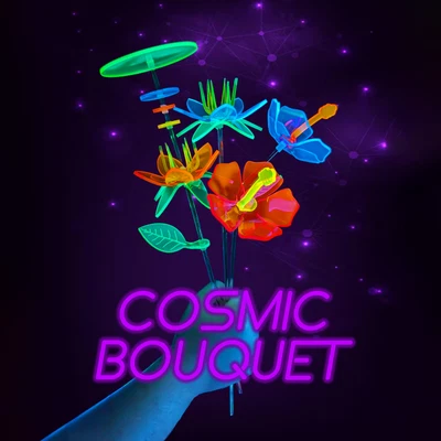 Cosmic Bouquet – Fluorescent Blacklight UV Reactive Neon Flower Glow Decor - Image 1 of 4