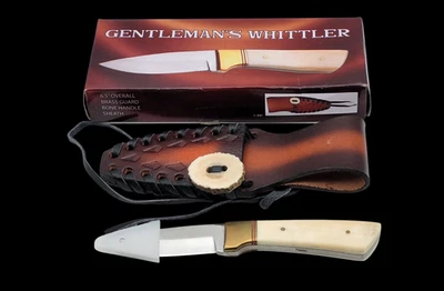NUEVO EN CAJA CABALLERO WHITTLER MANGO HUESO BLANCO DH-7980 S.S. FUNDA CUERO Foto 1 de 4