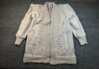 Vintage Smile Angora Blend Beaded & Embroidered Sweater Jacket Lavender, 44 - Image 1 of 4