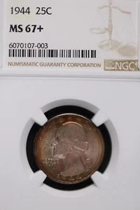 1944 Washington Silver Quarter NGC MS67+ Toned Gem *DoubleJCoins* 9101-78 - Picture 1 of 8