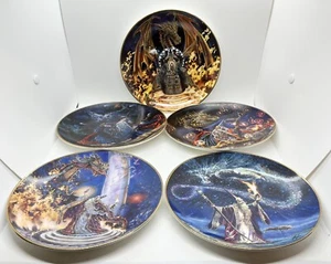 SET OF 5 FRANKLIN MINT ROYAL DOULTON MYLES PINKNEY DRAGON WIZARD PLATES - Picture 1 of 11