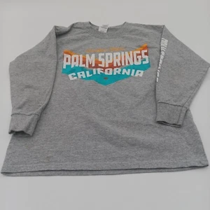 Gildan Shirt Boys Small Gray Palm Springs California Long Sleeve - Picture 1 of 8