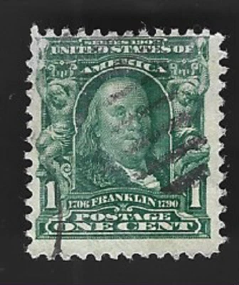 Scott# 300 1c Franklin GREAT COLOR and Duplex Cancel - (A-6) - Image 1 of 2