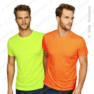 Hi Viz T-shirt - Sports Quick Dry Breathable - Hi Vis Visibility Safety Workwear - Picture 1 of 12