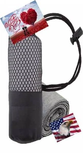 iLett Mikrofaser Sport und Fitness Handtuch hellgrau mit schwarzem Netzbeutel 16 x 48 Zoll - Bild 1 von 8