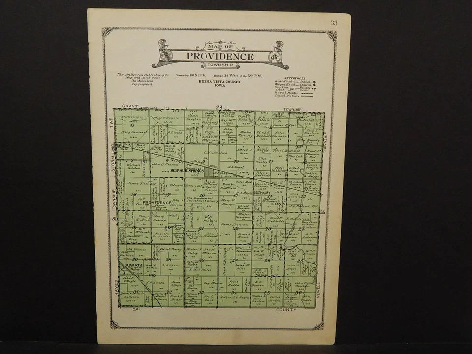 Iowa  Buena Vista County Map Providence Township  1923   W8#23 - Image 1 of 1