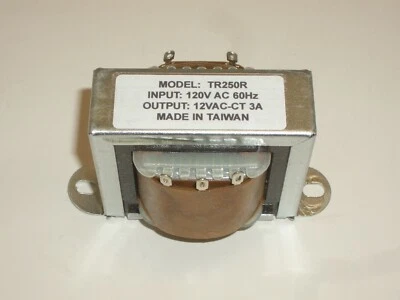 PHILMORE TR250R 120VAC TO 12VAC CENTER TAP CT 6V-0-6V 3A POWER TRANSFORMER  - Image 1 of 2