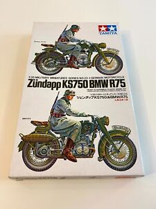 Tamiya MM123 1:35 German Motorcycle Zündapp KS750 BMW R75 ungebaut u. komplett