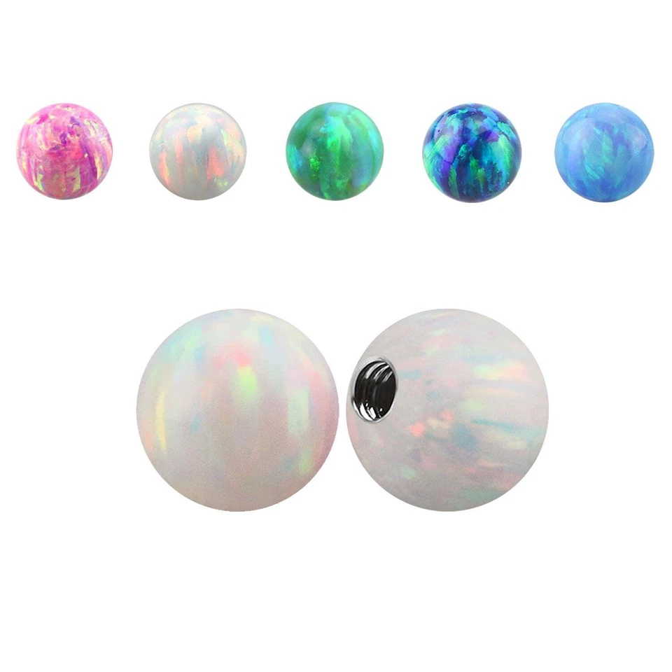 ❤ 0,8 mm Schraub Kugel Ball Opal Synthetisch Ersatz Gewinde Piercing Zubehör - Bild 1 von 1