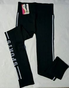 Sofra Solid Stretch Full Length Sports Print Leggings Women One Size Spandex - Picture 1 of 1