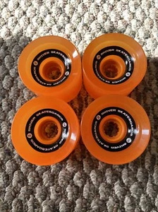 Shiver Longboard Wheels Retro Orange 70mm 78a Shark Wheel Co Free Bearings - Picture 1 of 4