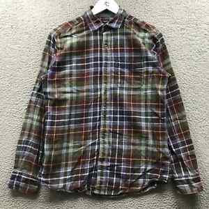 Gap Flannel Button Up Shirt Men's Small S Long Sleeve Pocket Plaid Maroon Green