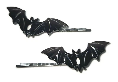 BATS Real Halloween - Handmade Bobby PIn Hair Clips Clothing Accessory Set of 2 - Image 1 of 3
