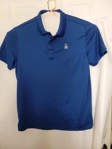 PENGUIN Men's Polo Polyester Shirt Navy Blue 3 Button Size L. (A2) - Picture 1 of 9