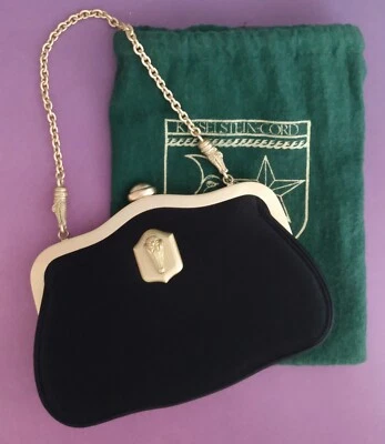 BOLSO DE MANO GATORS GALORE BARRY KIESELSTEIN CORD SM NEGRO SATINADO DORADO COCODRILO NUEVO Foto 1 de 4