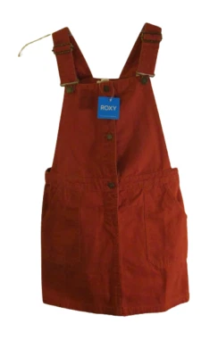 NWT ROXY Girls Meant To Be Pinafore Overall Dress 10/M Lazy Oaf Orange MSRP$56 - Image 1 of 2